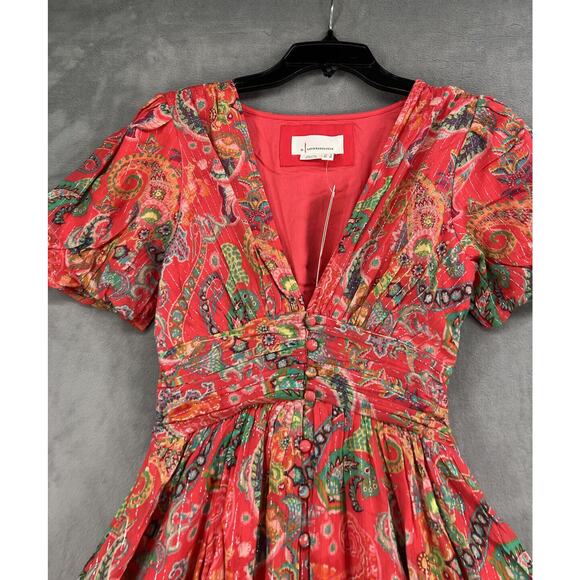 Anthropologie The Katerina Lurex Button Front Dress Size 0 V-neck Midi Dress - Picture 5 of 12